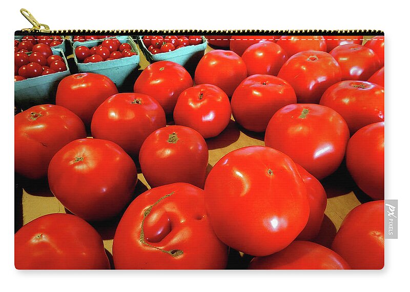 Red Tomatoes Zip Pouch featuring the photograph Ripe Red Jersey Tomatoes by Linda Stern