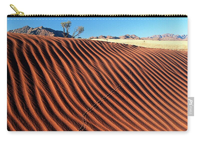 Scenics Zip Pouch featuring the photograph Rippled Dune Scenic by Heinrich Van Den Berg