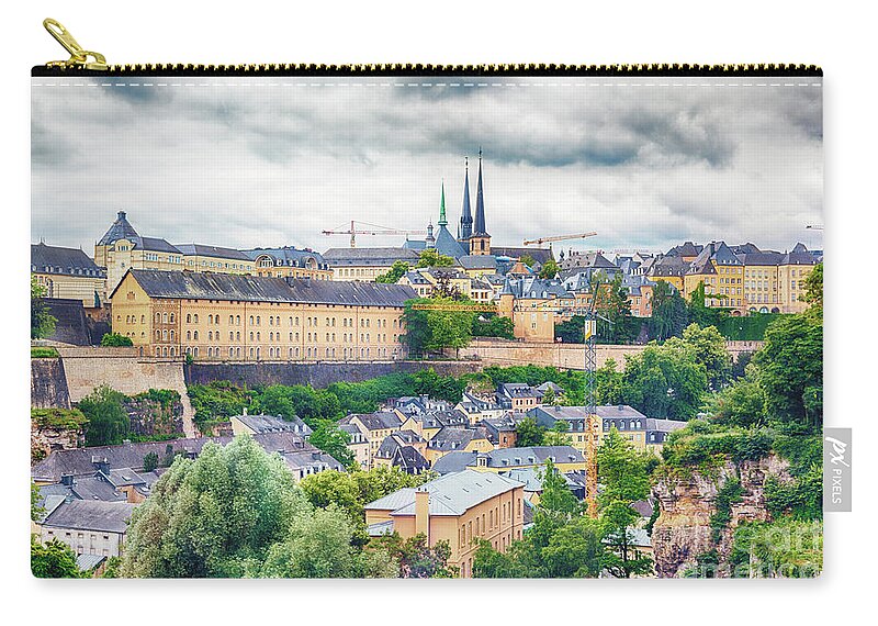 Architecture Zip Pouch featuring the photograph River at Luxemourg city by Ariadna De Raadt