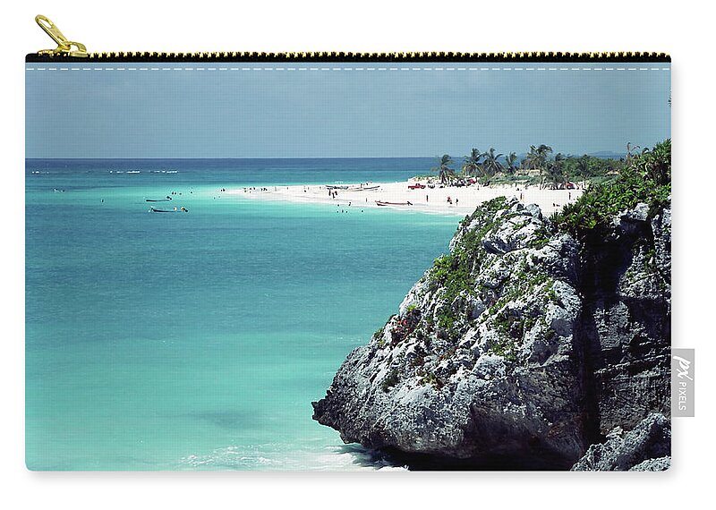 Scenics Zip Pouch featuring the photograph Riviera Maya Beach - Tulum Mexico 2 by Artedetimo