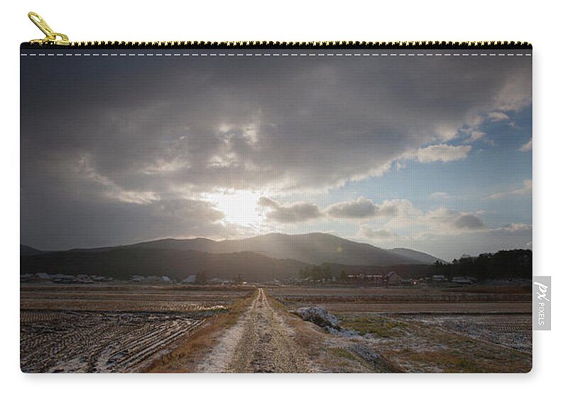 Tranquility Zip Pouch featuring the photograph Road Of Winter Morning by Photoaraki.com