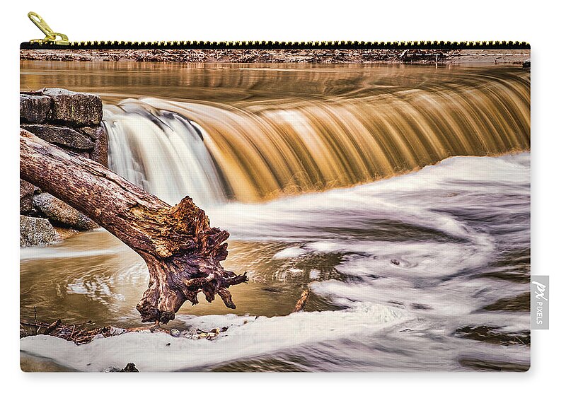 Washington Zip Pouch featuring the photograph Rock Creek Waterfall - Washington by Stuart Litoff
