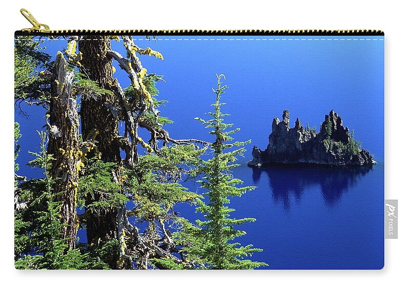 Estock Zip Pouch featuring the digital art Rock Formation In Lake by Awc Images