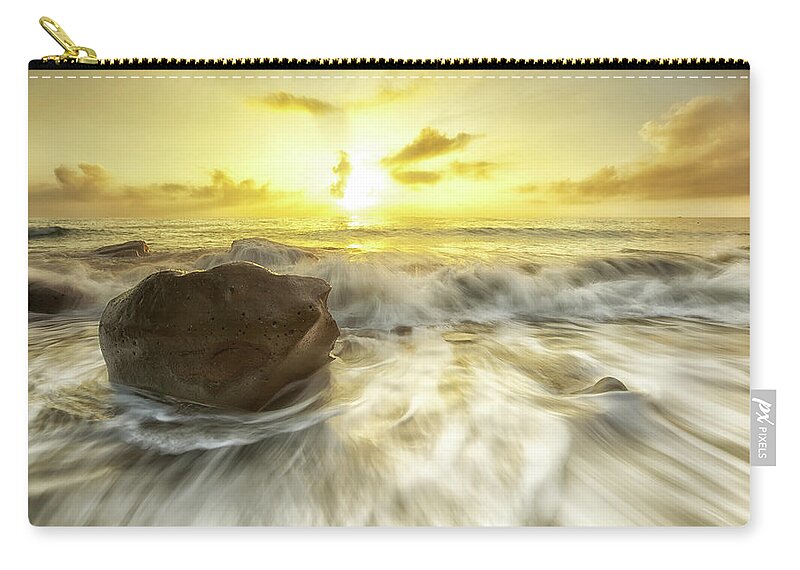 Tranquility Zip Pouch featuring the photograph Rock In Gold Rush by Sunrise@dawn Photography