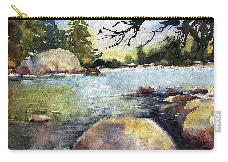 Landscape Carry-all Pouch featuring the painting Rocking the River by Judith Levins