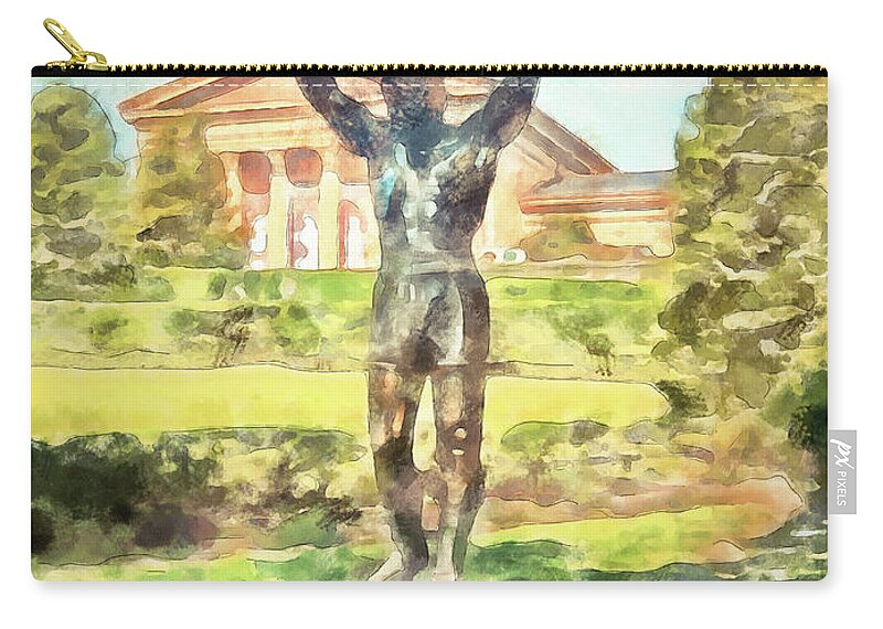 Philly Zip Pouch featuring the mixed media Rocky At The Art Museum by Trish Tritz