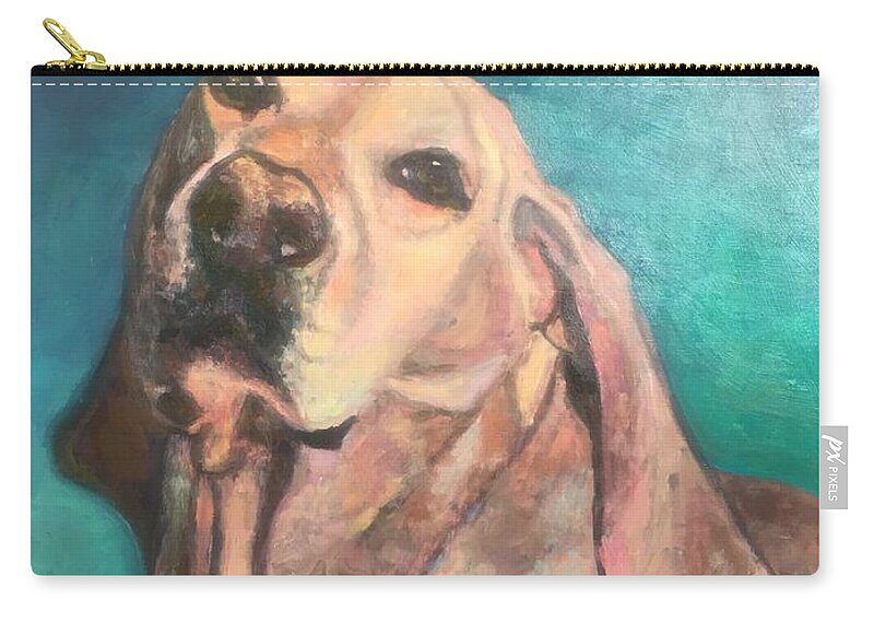 Portrait Dog Lab Zip Pouch featuring the painting Rocky by Beth Riso