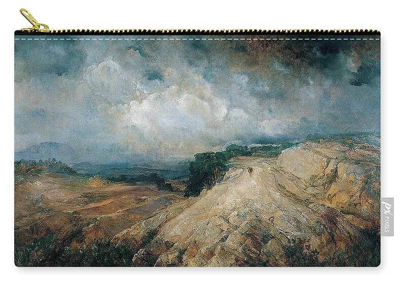 19th Century Art Zip Pouch featuring the painting Rocky Landscape by Ramon Marti Alsina