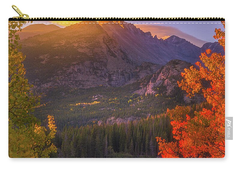 Rocky Mountains Carry-all Pouch featuring the photograph Rocky Mountain Sunrise by Darren White
