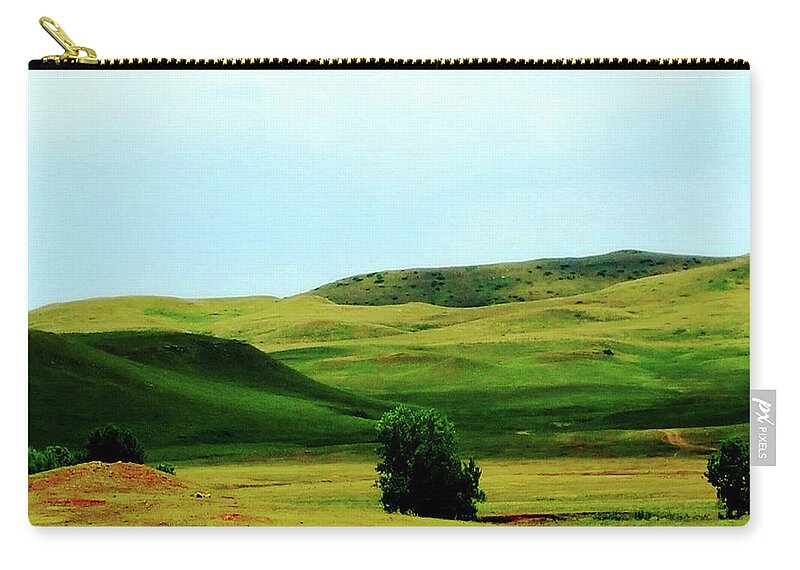 Blue Zip Pouch featuring the photograph Rolling Green Hills by Melinda Firestone-White