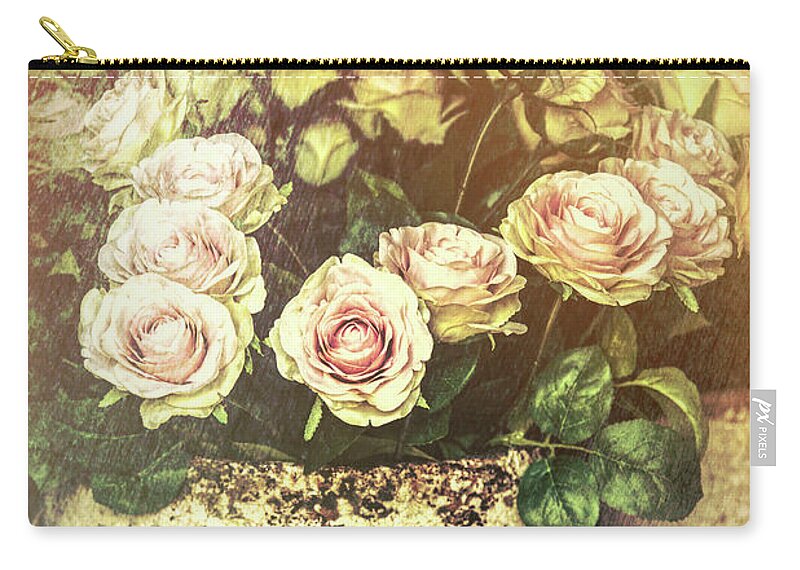 French Zip Pouch featuring the photograph Romantic French Roses by Garry Gay