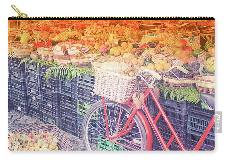 Red Bike Carry-all Pouch featuring the photograph Rome 4 by Becqi Sherman