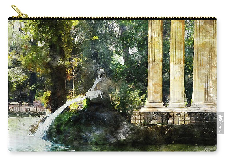 Rome Zip Pouch featuring the painting Rome, Ancient Temple of Aesculapius - 05 by AM FineArtPrints