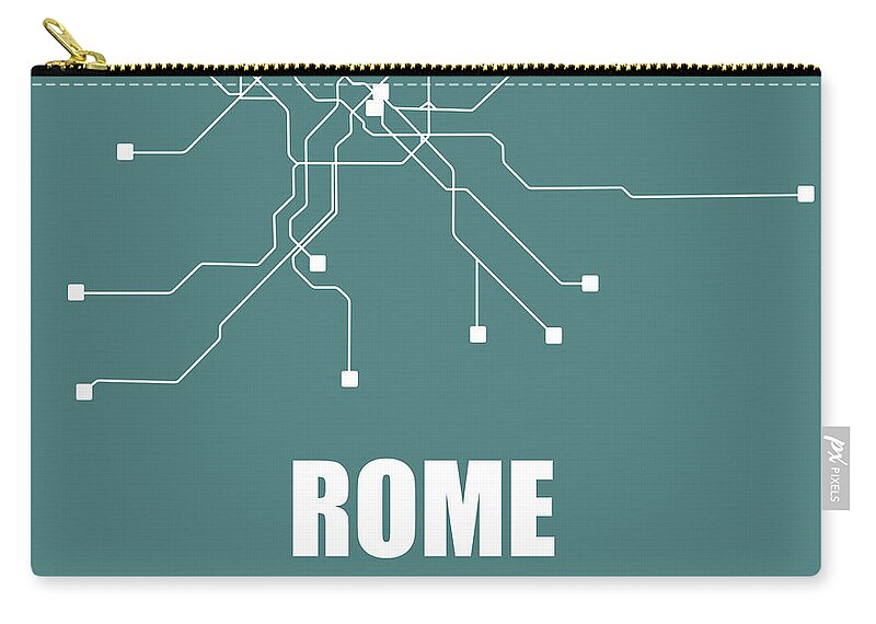 Rome Zip Pouch featuring the digital art Rome Teal Subway Map by Naxart Studio