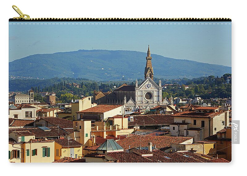 Gothic Style Zip Pouch featuring the photograph Rooftops And Skyline Of Florence by Allan Baxter