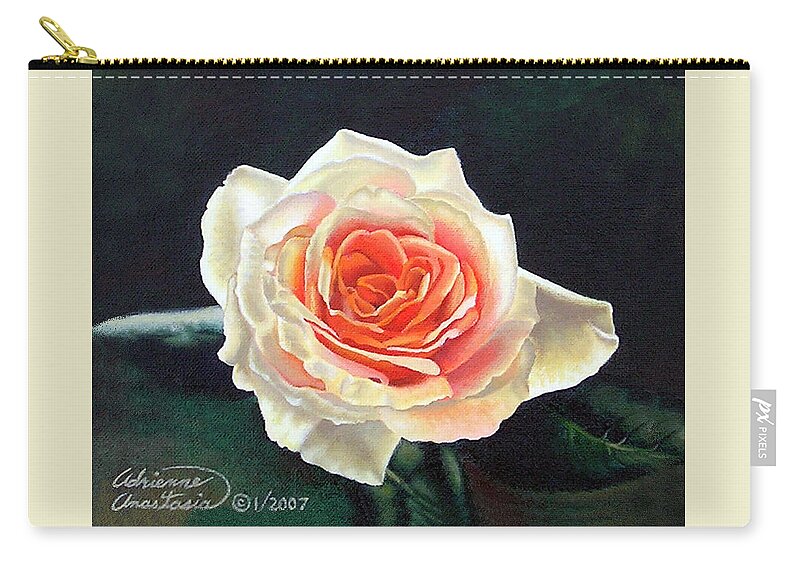 Rose Zip Pouch featuring the painting Rose Anna by Adrienne Dye