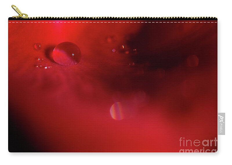 Rose Zip Pouch featuring the photograph Rose Petal Droplet 2 by Mike Eingle