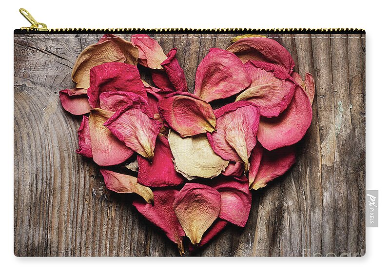 Heart Zip Pouch featuring the photograph Rose petals by Jelena Jovanovic