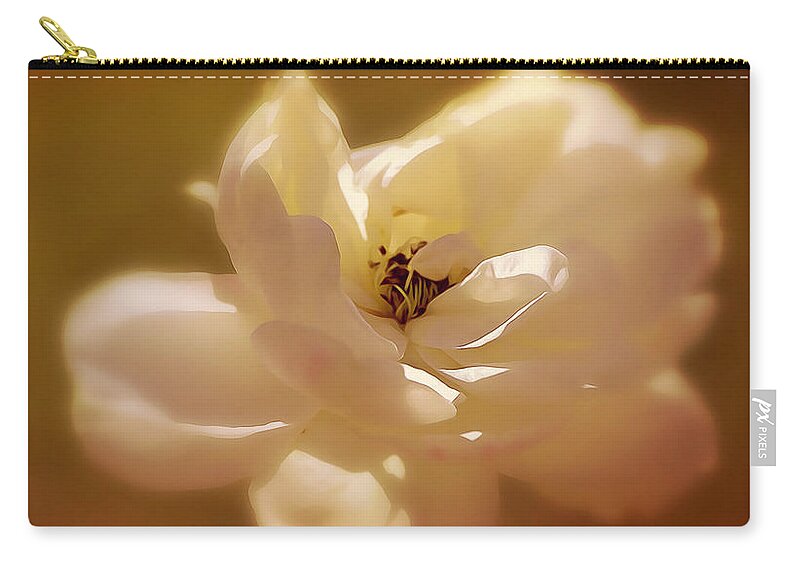 Rose Zip Pouch featuring the photograph Rose Soft Sunshine and Shadows by Gaby Ethington