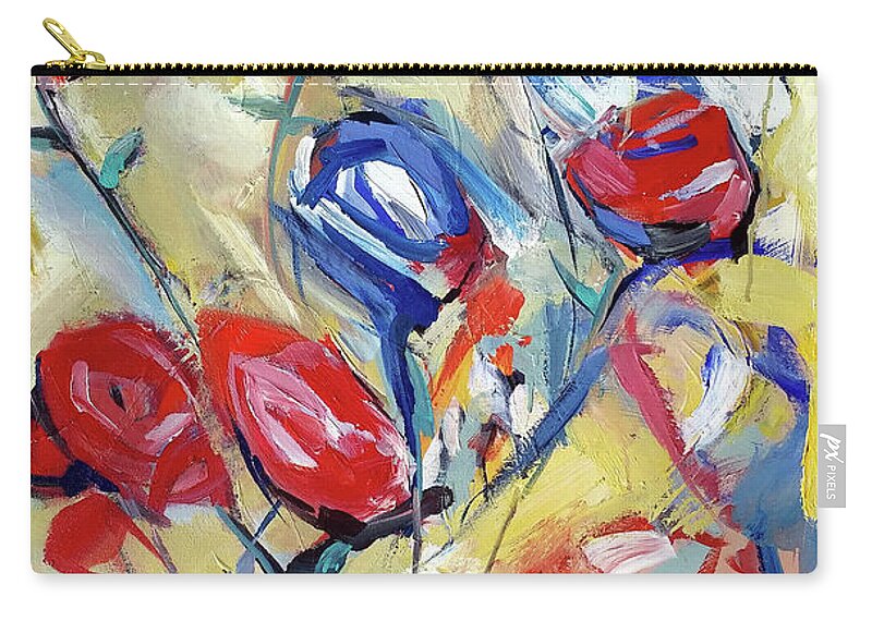  Carry-all Pouch featuring the painting Roses and Bluez by John Gholson