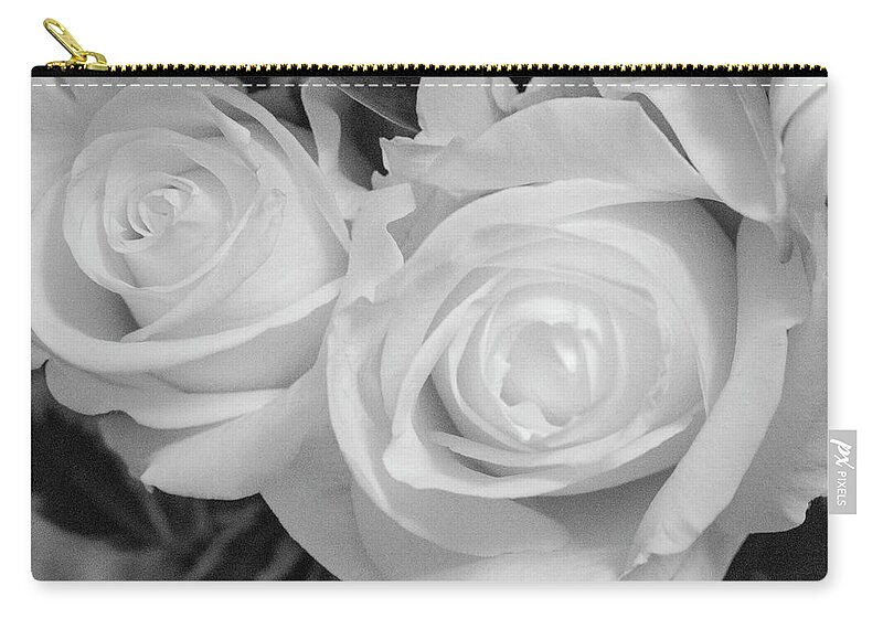 Roses Zip Pouch featuring the photograph Roses in Black and White by Laura Smith