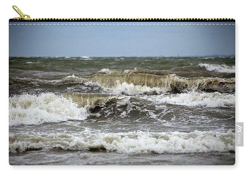 Wind Zip Pouch featuring the photograph Rough Sea Up Close by Noctiluxx