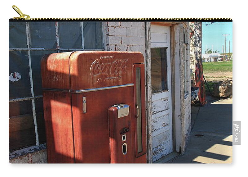 66 Zip Pouch featuring the photograph Route 66 - Rusty Coke Machine 2012 by Frank Romeo
