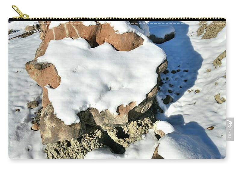 Ruby Mountain Zip Pouch featuring the photograph Ruby Mountain Boulders in Winter by Ray Mathis