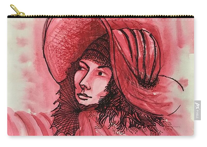 Ricardosart37 Zip Pouch featuring the painting Ruby Red Resolve by Ricardo Penalver deceased