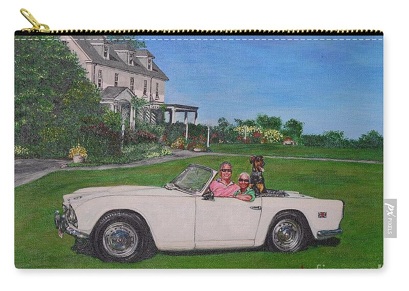 Painting Zip Pouch featuring the painting Ruff Ride by Aicy Karbstein