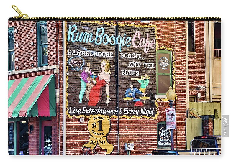 Rum Boogie Cafe Zip Pouch featuring the photograph Rum Boogie Cafe in Memphis by Marisa Geraghty Photography