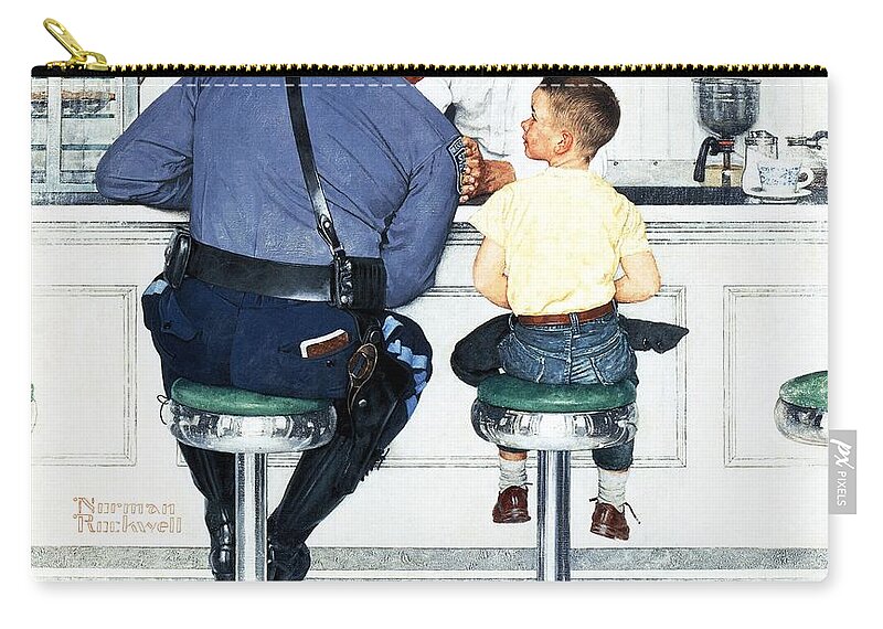Boy Zip Pouch featuring the painting Runaway by Norman Rockwell