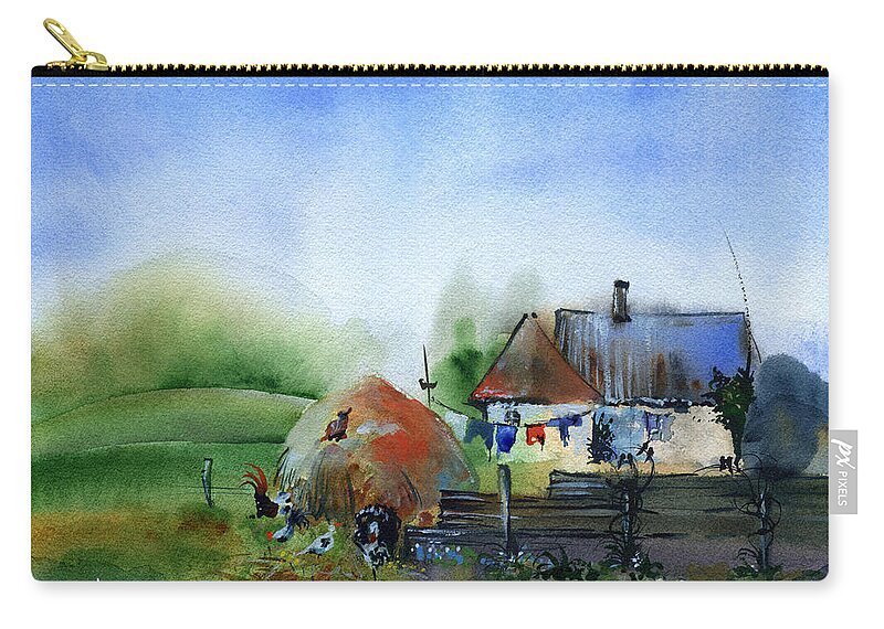 Landscape Zip Pouch featuring the painting Rural Countryside by Dora Hathazi Mendes