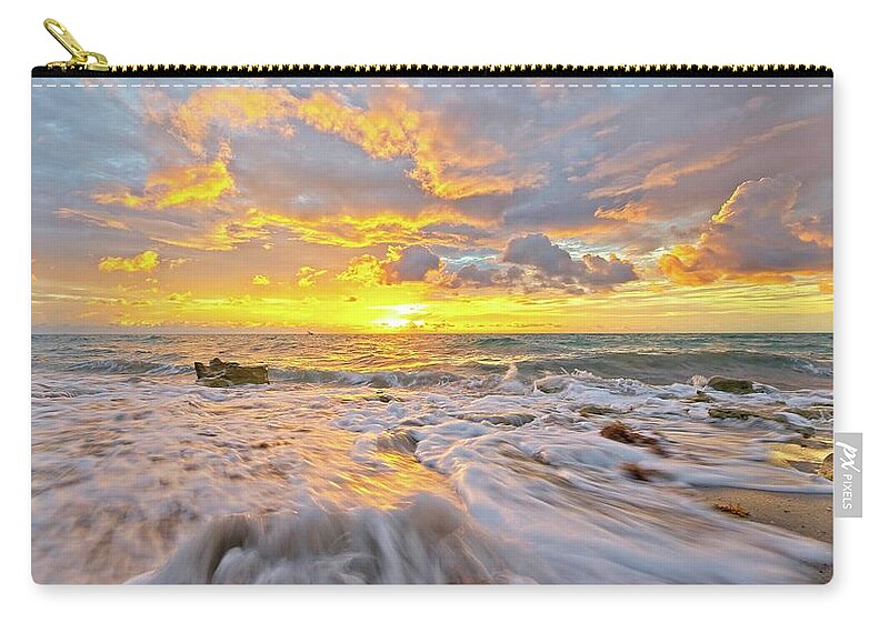 Carlin Park Carry-all Pouch featuring the photograph Rushing Surf by Steve DaPonte