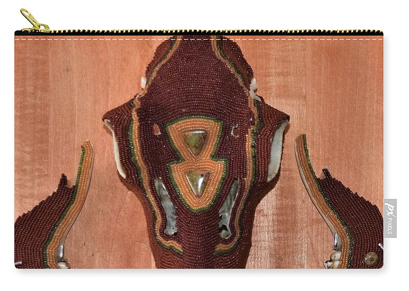 Antelope Zip Pouch featuring the mixed media Rust Antelope Skull by Charla Van Vlack