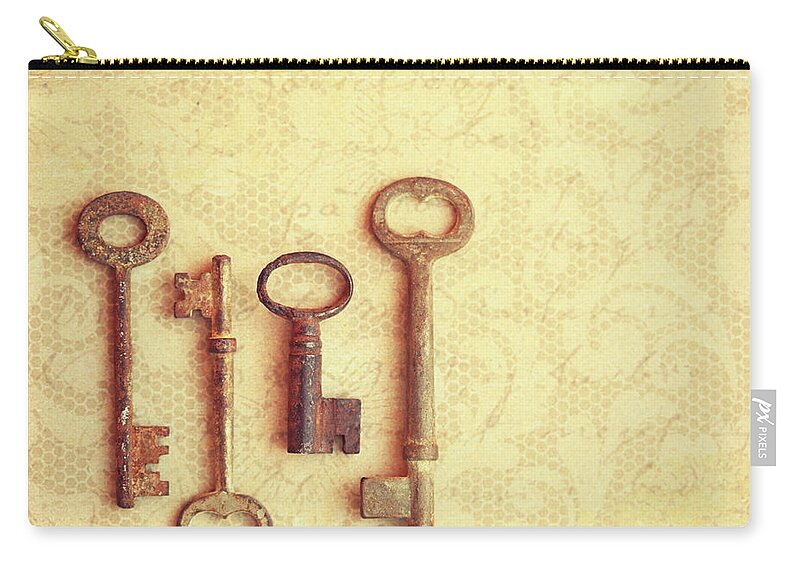 Security Zip Pouch featuring the photograph Rustic Keys by Amelia Kay Photography