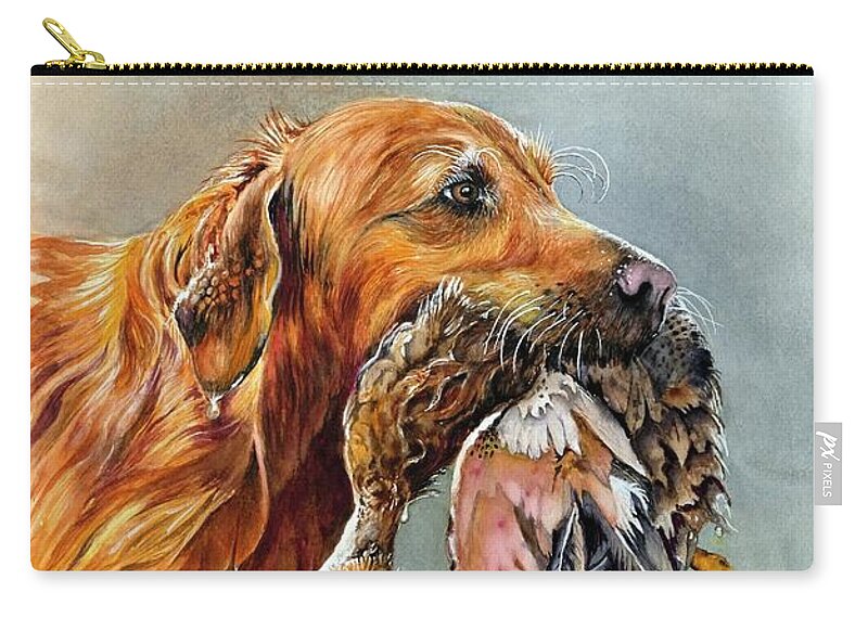 Dog Zip Pouch featuring the painting Rusty's Prize by Jeanette Ferguson