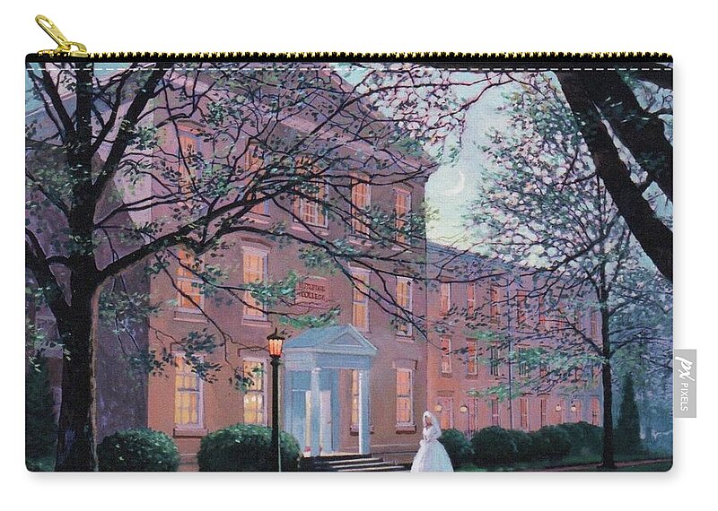 Bride Zip Pouch featuring the painting Rutledge Chapel with Bride by Blue Sky