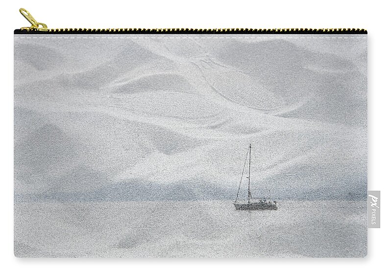 Sailboat Carry-all Pouch featuring the photograph Sailboat in the Sand by Kathy Paynter