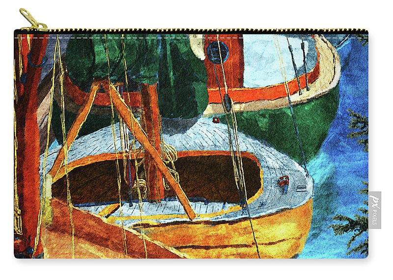 Sailboats Carry-all Pouch featuring the digital art Sailboats by Ken Taylor