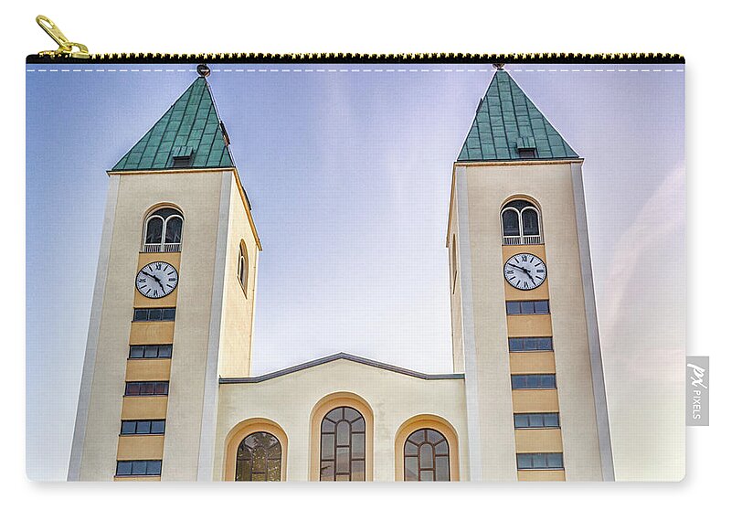 Bosnia Zip Pouch featuring the photograph Saint James Church in Medjugorje by Vivida Photo PC