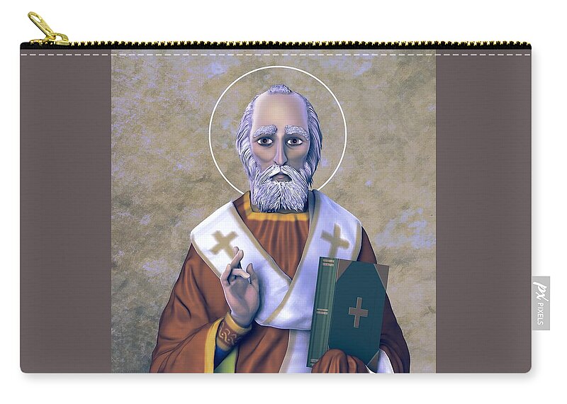 St. Zip Pouch featuring the digital art Saint Nicholas I Earthen Pallette by David Luebbert