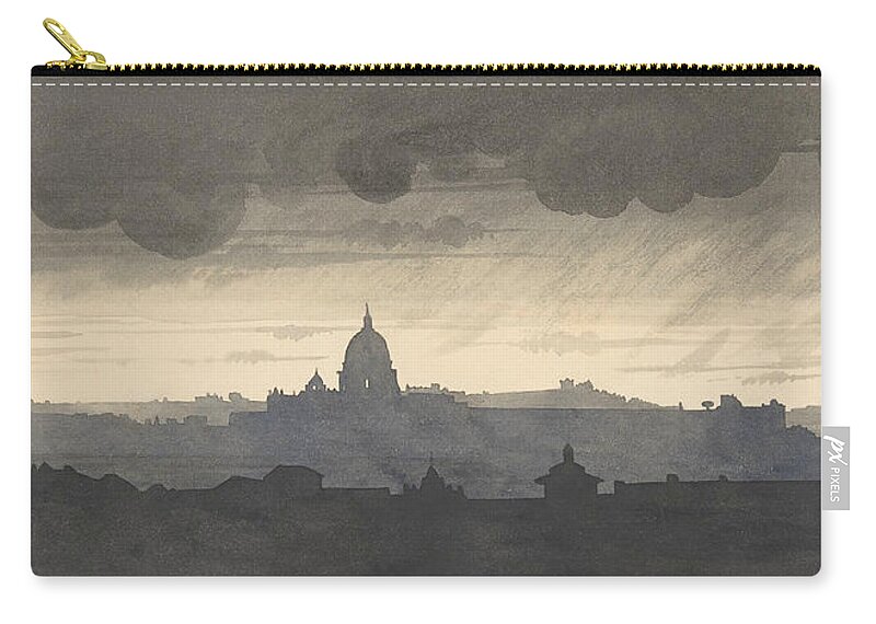 20th Century Art Zip Pouch featuring the drawing Saint Peter's Seen From the Pincio, Rome by Henri Harpignies