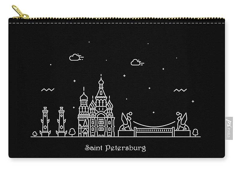 Saint Petersburg Zip Pouch featuring the digital art Saint Petersburg Skyline Travel Poster by Inspirowl Design