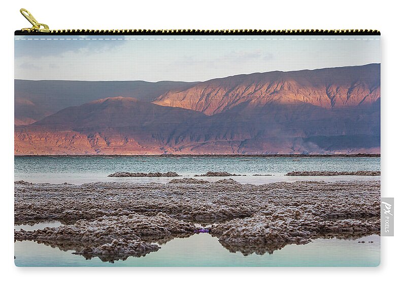 Tranquility Zip Pouch featuring the photograph Salt Formations In The Salt Water Of by Reynold Mainse / Design Pics