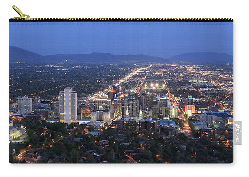 Scenics Zip Pouch featuring the photograph Salt Lake City, Utah Panorama by Jumper