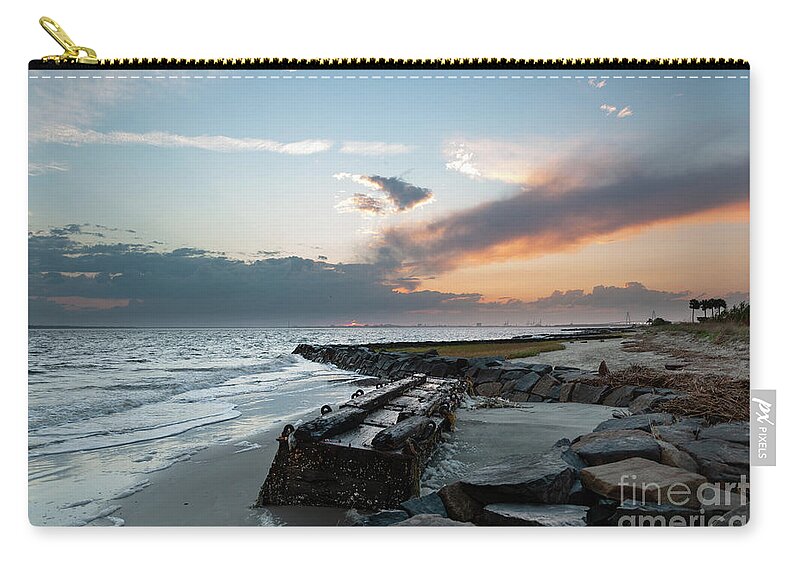 Sunset Zip Pouch featuring the photograph Salty Shores - Sullivan's Island by Dale Powell