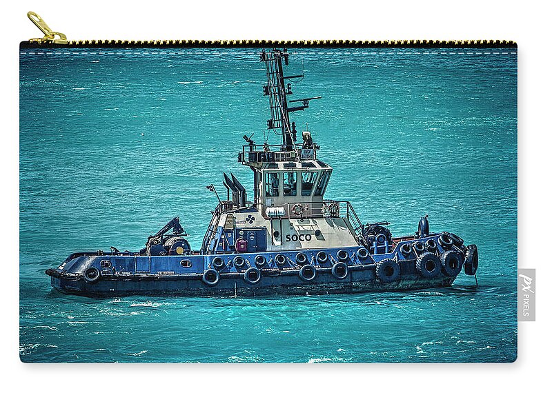 Boat Zip Pouch featuring the photograph Salvage Tug Boat by Pheasant Run Gallery