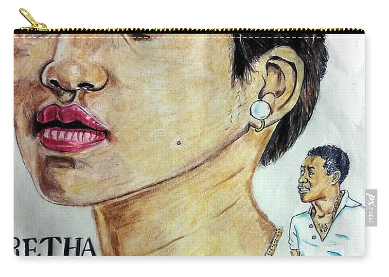 Black Art Carry-all Pouch featuring the drawing Sam Cooke with Aretha by Joedee