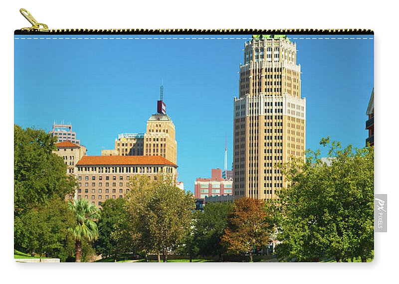 Gothic Style Zip Pouch featuring the photograph San Antonio Downtown Skyline And by Davel5957